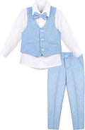 Boys 4-Piece Formal Suit with Vest and Bowtie - Classic Look