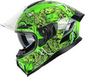 Full Face Motorcycle Helmet XL Ghost Green - Dual Visor Protection