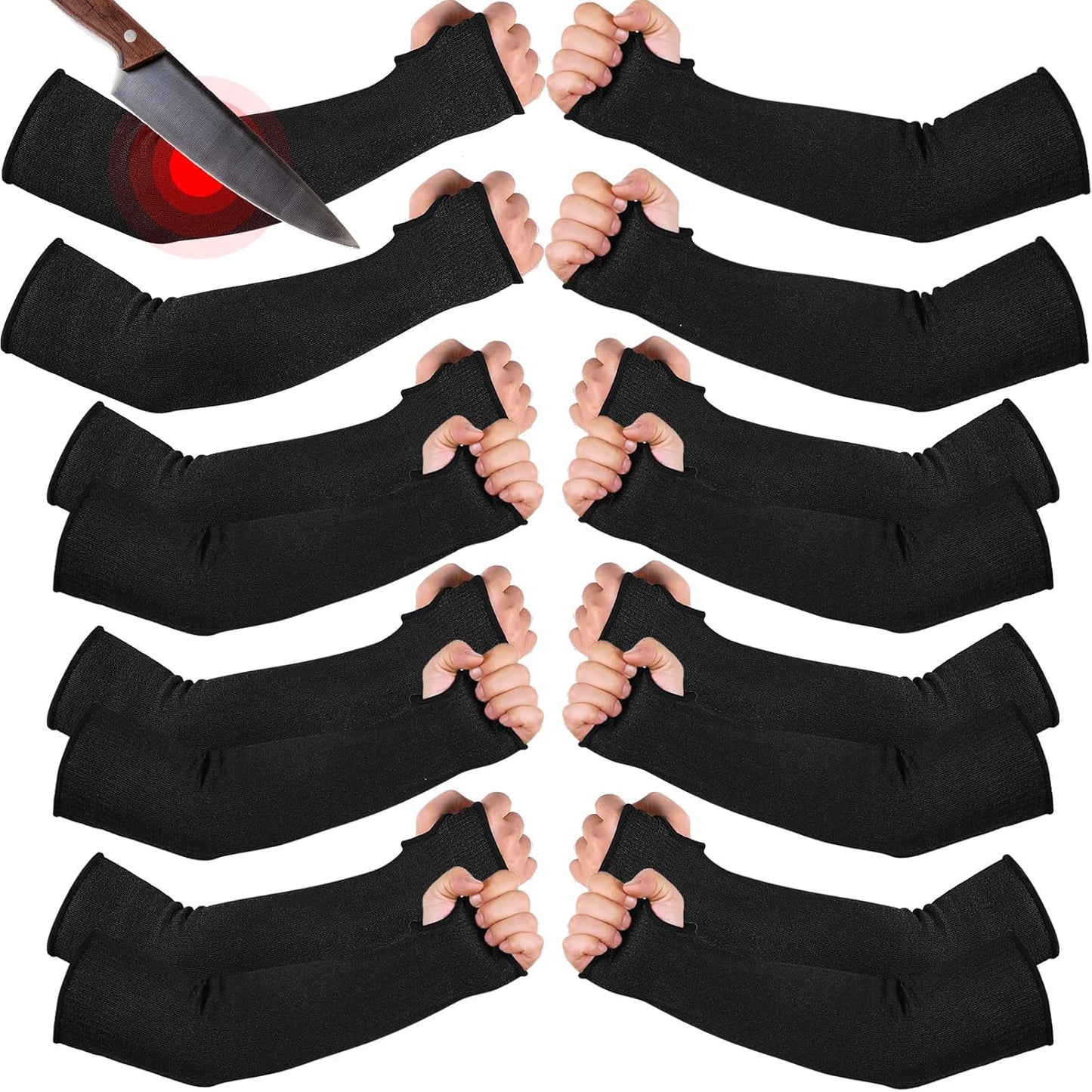 JaGely 6 Pairs Level 5 Cut Resistant Sleeves for Arm Protection