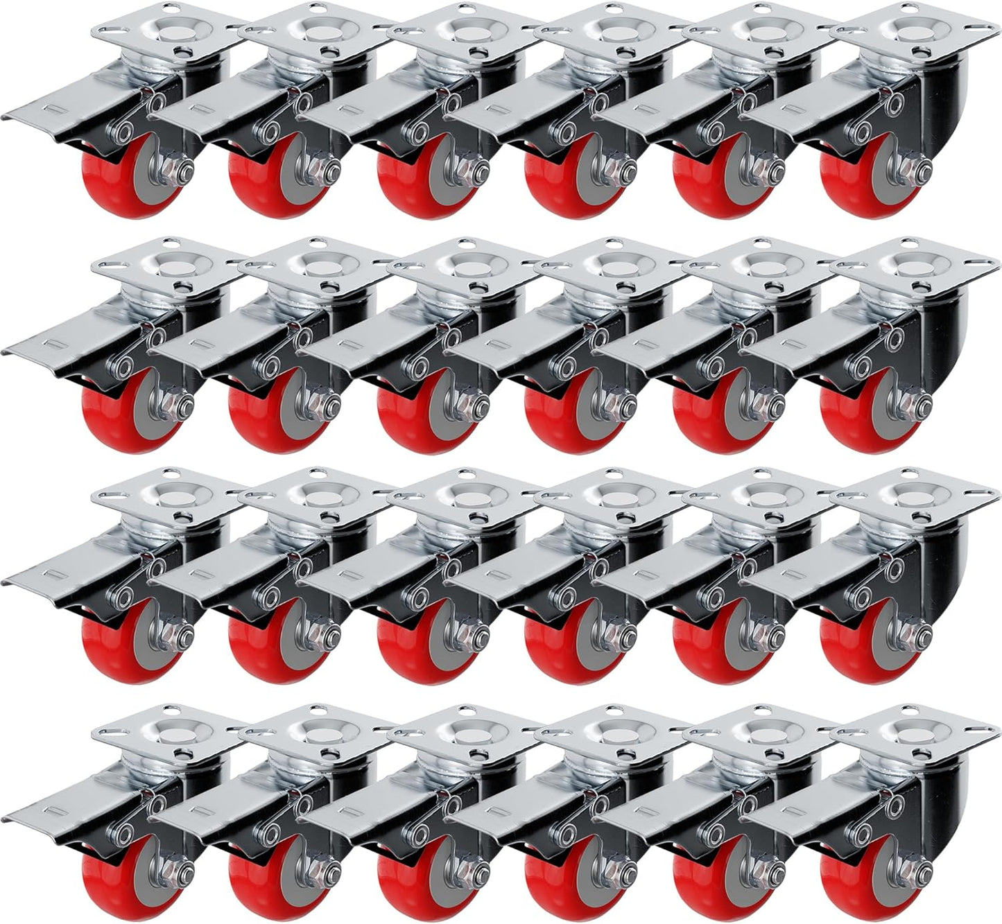 24 Pack 2 Inch Caster Wheels with Brake for Versatile Use