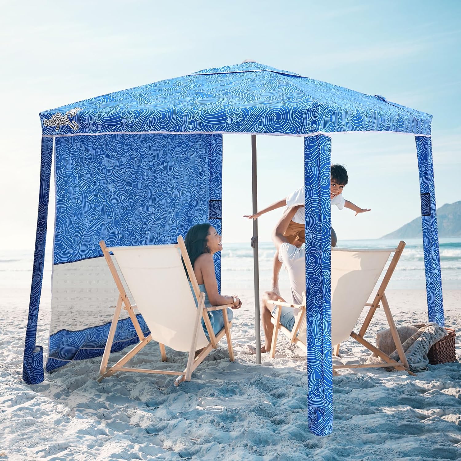 Beach Cabana with Side Wall - 6.2ft Sun Shelter for Family Fun