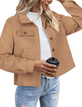 Flannel Cropped Shacket for Women Plaid Button Down Jacket 2025