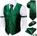Barry.Wang Men's Silk Vest and Tie Set with Sleeve Holder