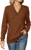 Ivicoer Women V Neck Collar Pullover Sweater - Soft Viscose Knit