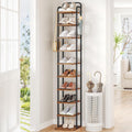 10 Tiers Vertical Shoe Rack Rustic Brown - Narrow Tall Shoe Tower