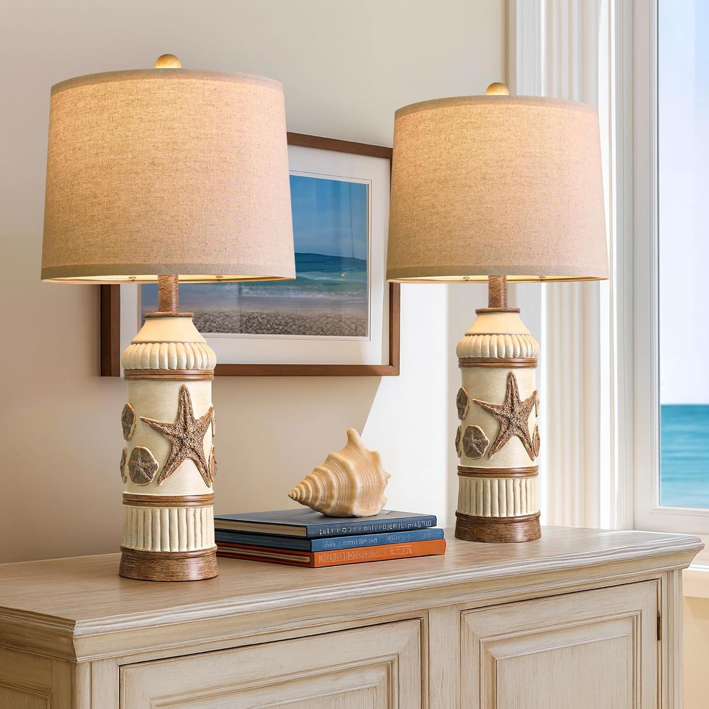 Boho Table Lamps Set of 2 with Coastal Nautical Design