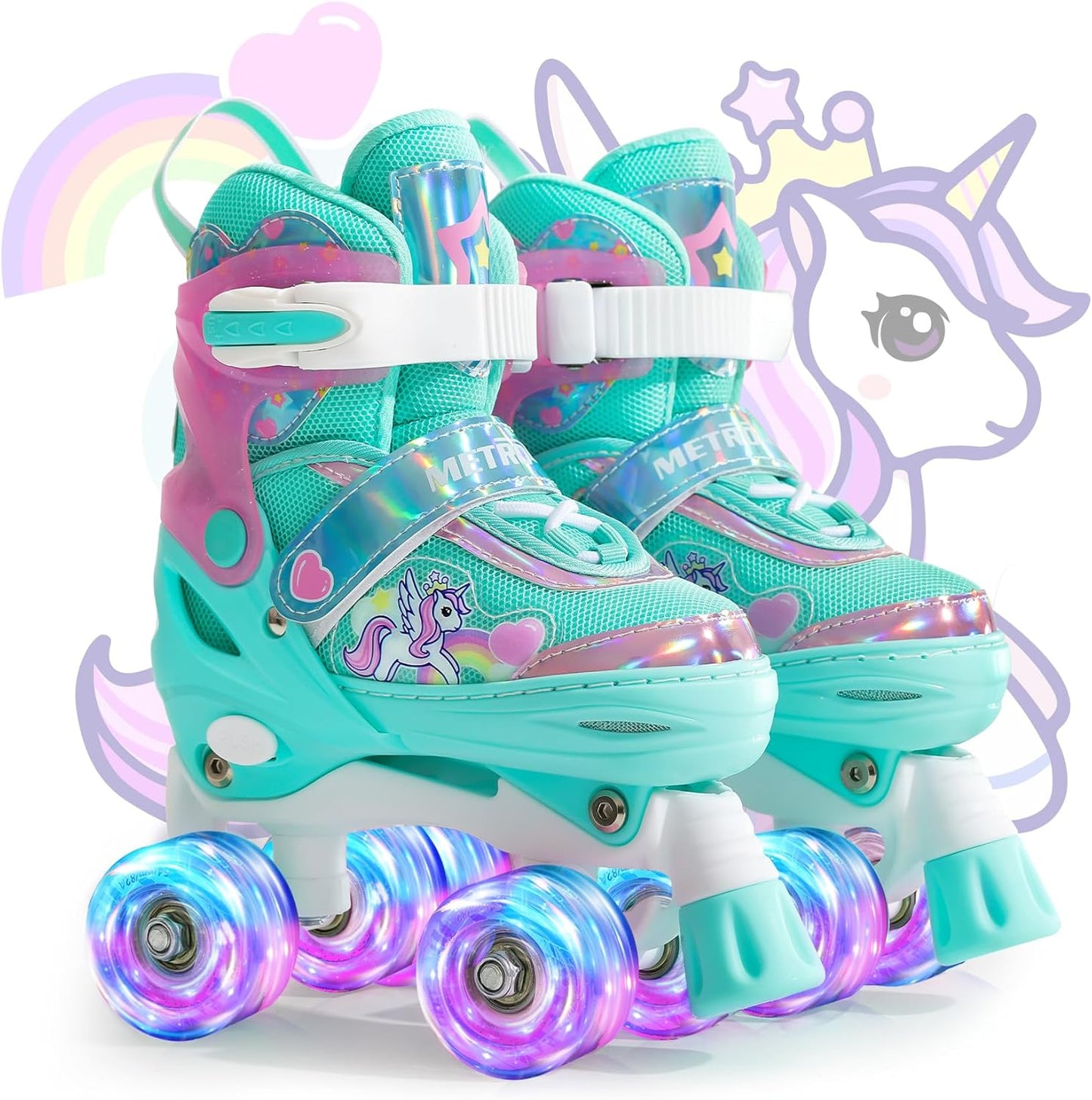Adjustable Kids Roller Skates with Shining Wheels for Fun