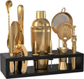 Highball and Chaser Bartender Set with Bamboo Stand for Home Mixology