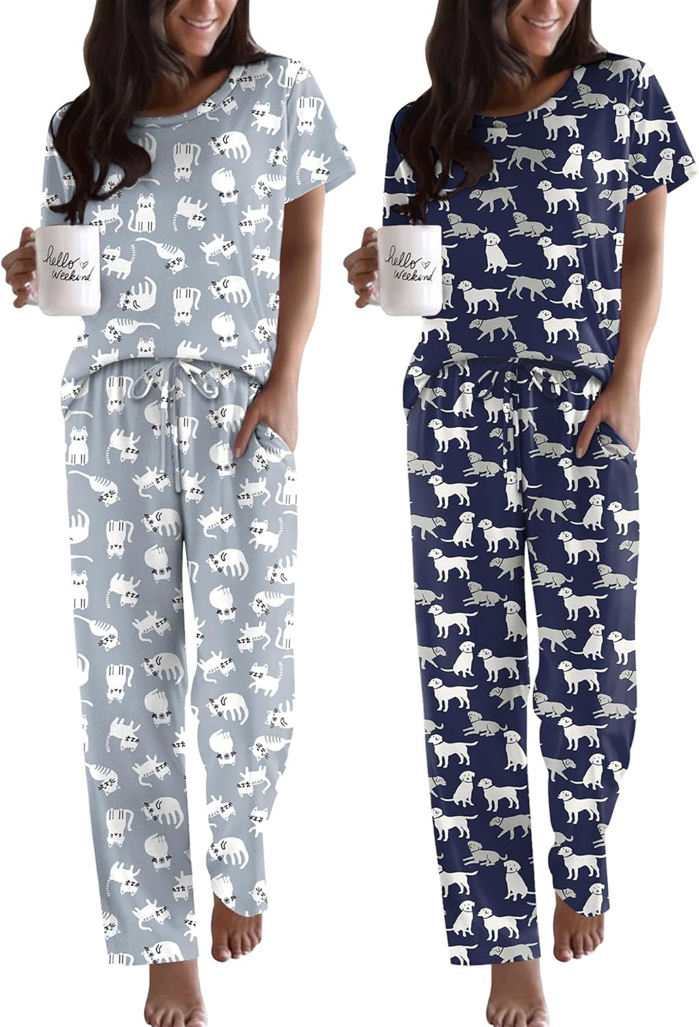 Ekouaer Pajamas for Women Set Soft Printed Lounge Sets