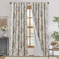 Floral Blackout Linen Blend Curtains for Living Room 96 Inch