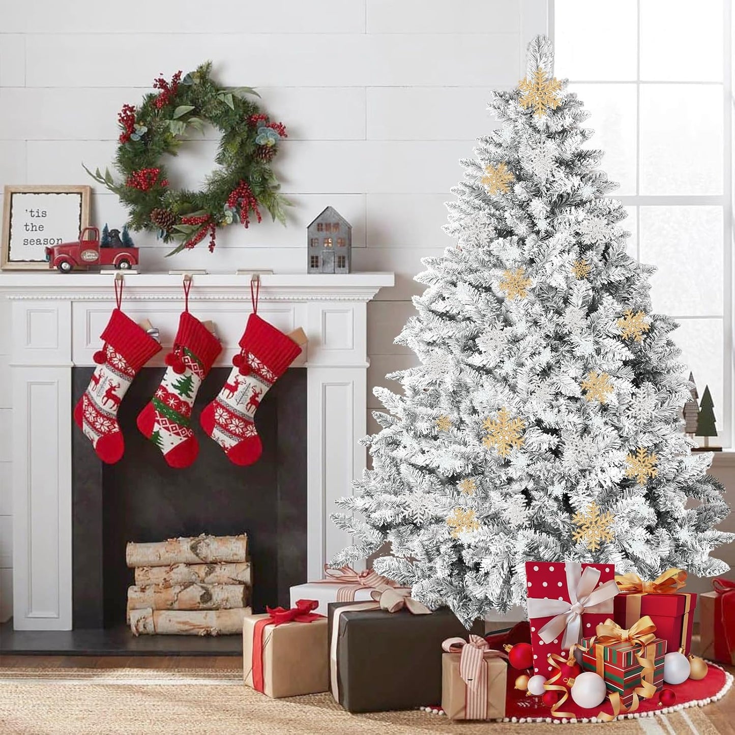 7ft Artificial Flocked Christmas Tree for Holiday Decor