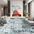 8x10 Area Rugs Blue Grey - Modern Abstract Washable Rug for Living