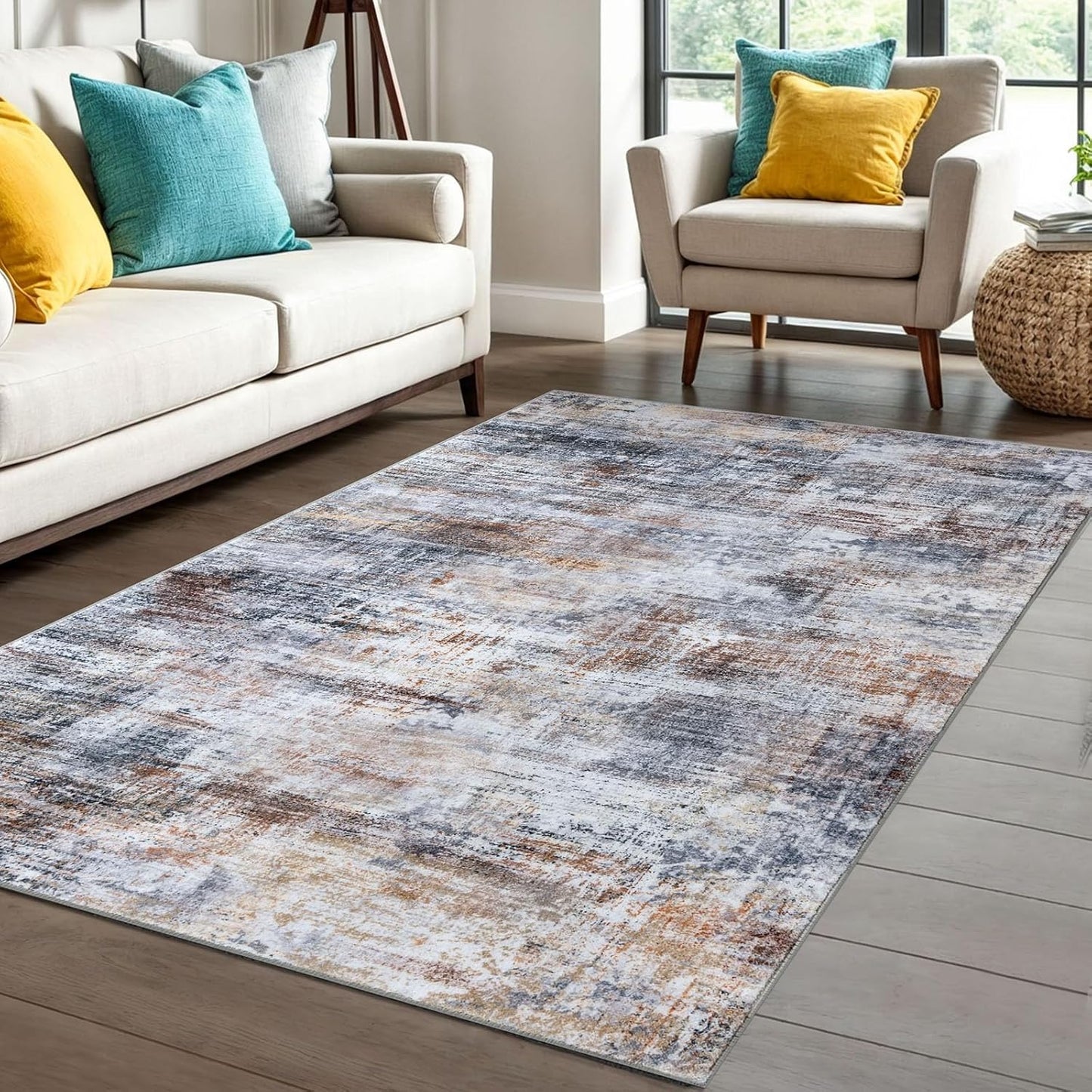 IOHOUZE Abstract Area Rug 4x6 Ft Washable Non Slip Design