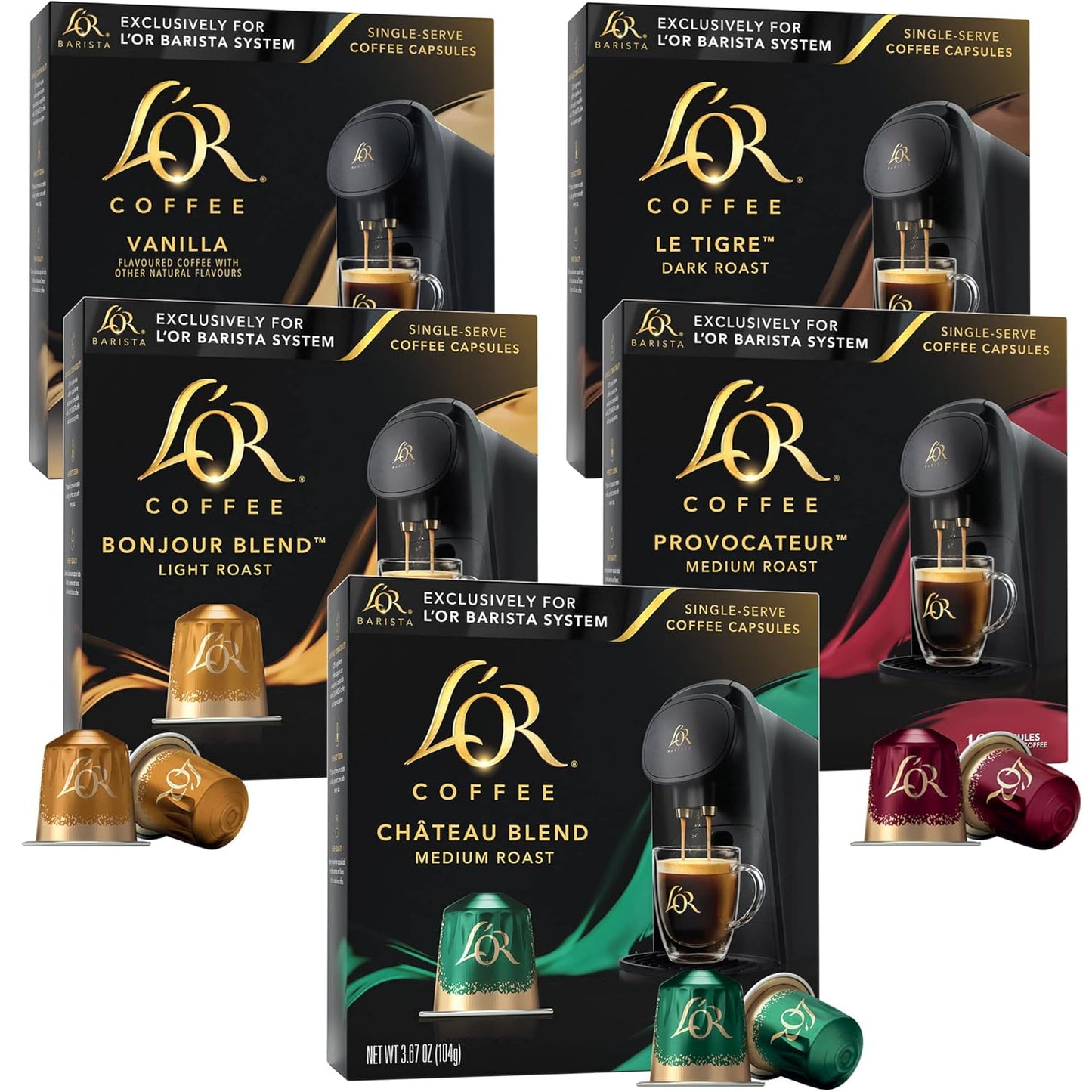 L'OR Coffee Pods Variety Pack - 50 Capsules for BARISTA System