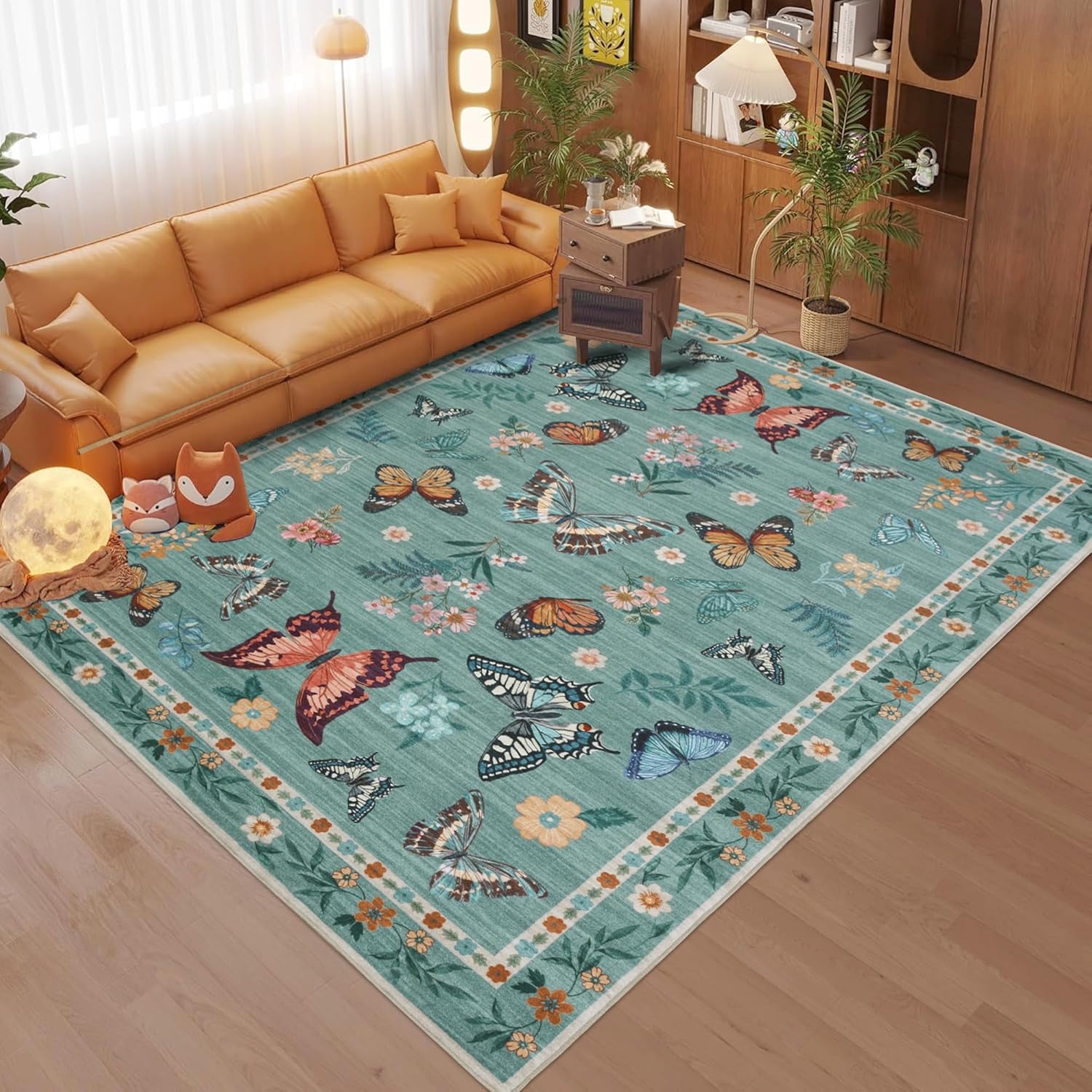 Insect Floral Area Rug for Living Room - Soft and Non-Slip