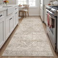 Hallway 3x10 Runner Rug Beige - Vintage Non-Slip Washable Runner