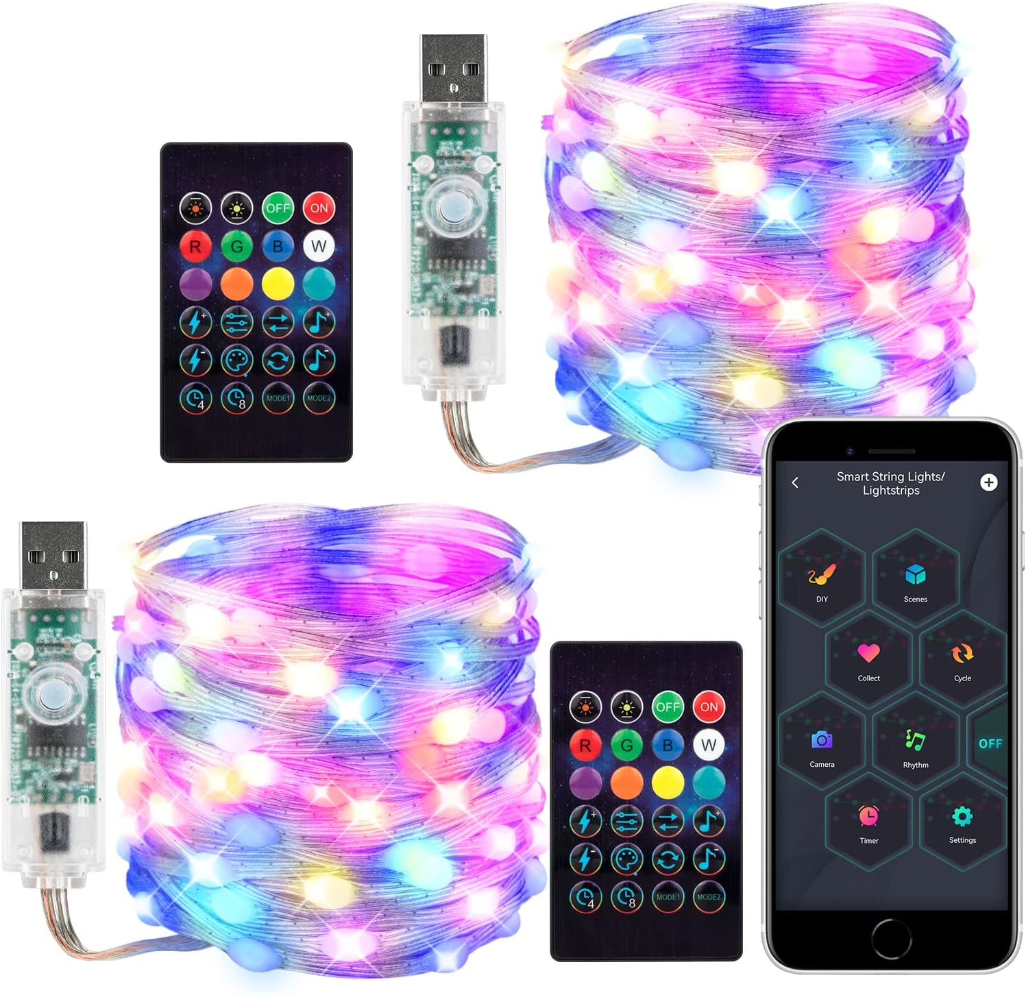 Fairy Lights 2 Pack 33FT Smart Bluetooth Sync