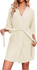 Ekouaer Robes for Women Waffle Knit Bathrobe - Lightweight Knee Length