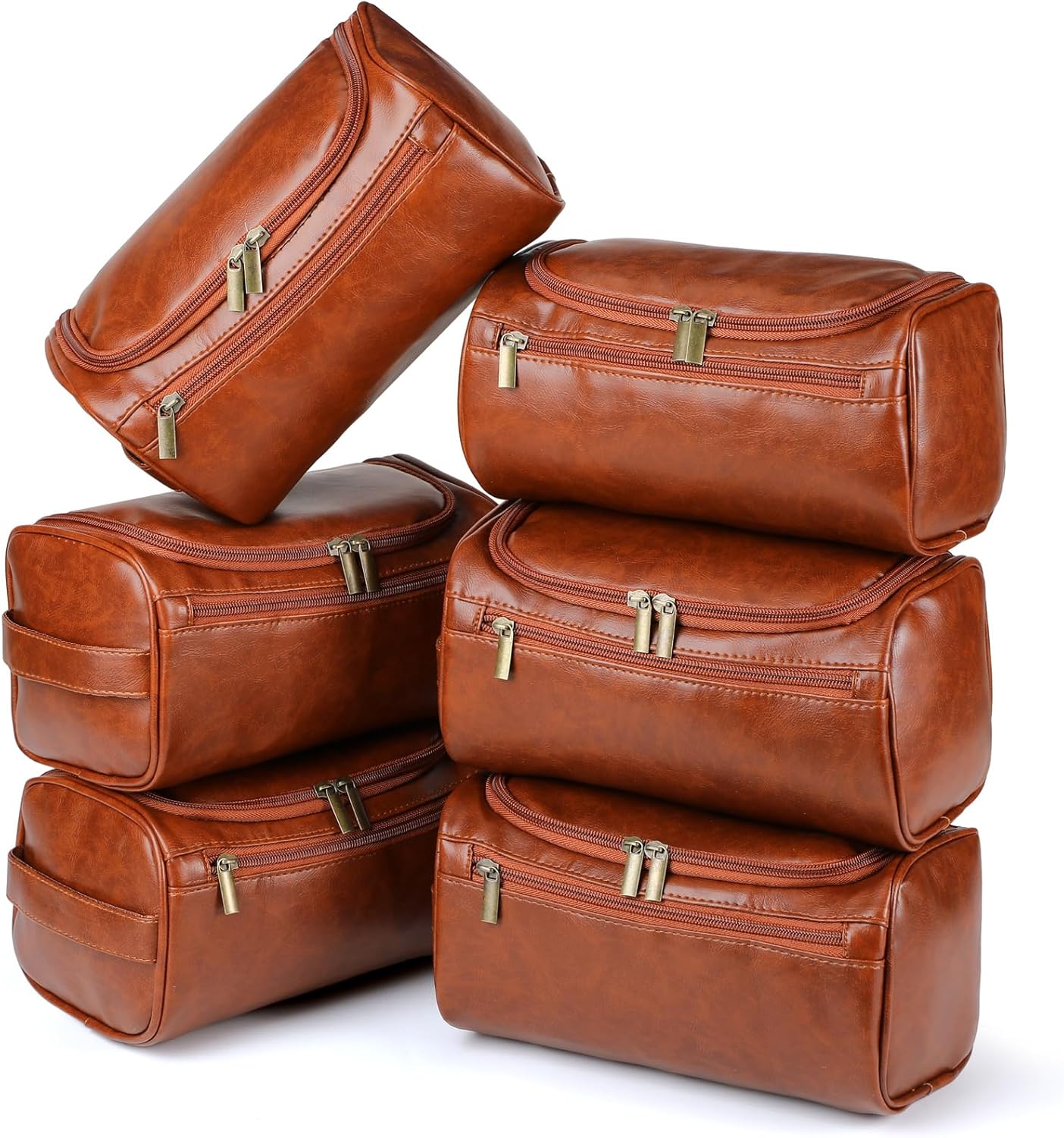 Groomsmen Toiletry Bags Set of 6 Leather Gifts for Men