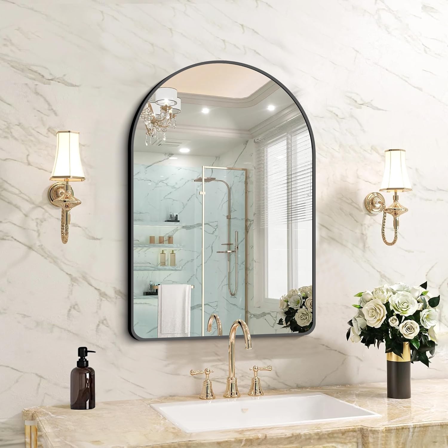 Arched Bathroom Mirror 20x28 Inch for Elegant Home Decor
