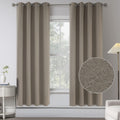 Taupe Blackout Textured Linen Look Curtain Draperies - Energy Saving