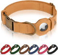 AirTag Dog Collar - Genuine Leather with GPS Tracking Holder