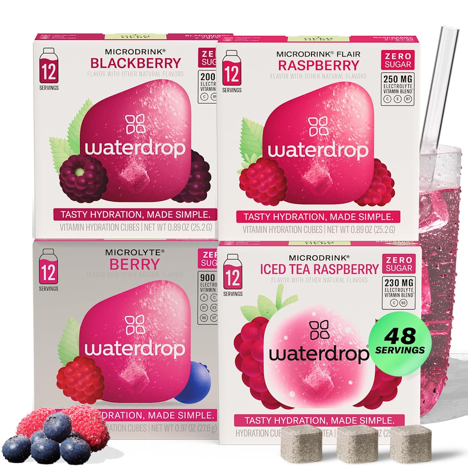 Waterdrop Hydration Cubes Mixed Berry Pack for Clean Hydration