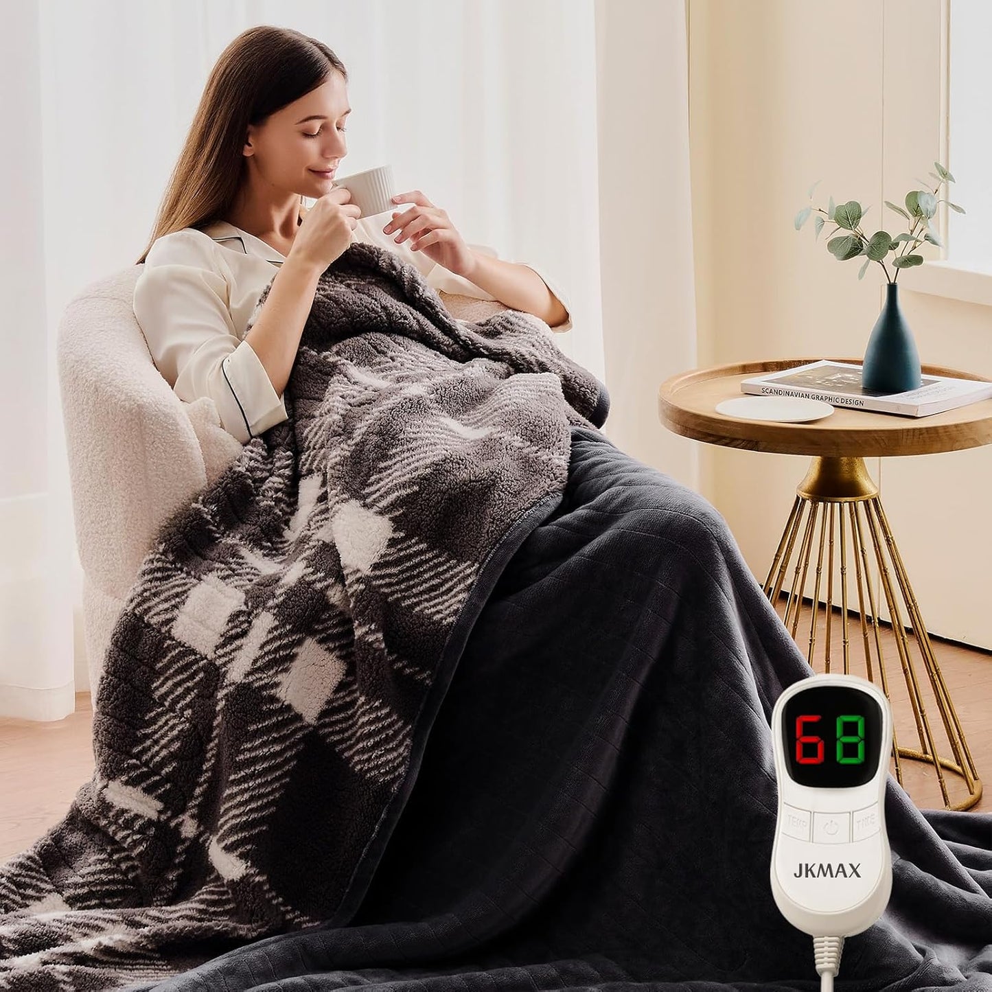 Heated Electric Blanket Throw - 50x60 Flannel Heating Blanket
