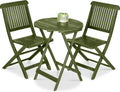 Acacia Wood 3-Piece Folding Bistro Set - Compact Teak Finish