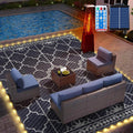 9x12Ft Outdoor Rug with Solar LED Lights - Illuminated Patio Mat