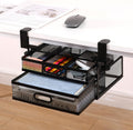 Sliding Under Desk Drawer Organizer 2 Drawers - No Drilling Clamp On