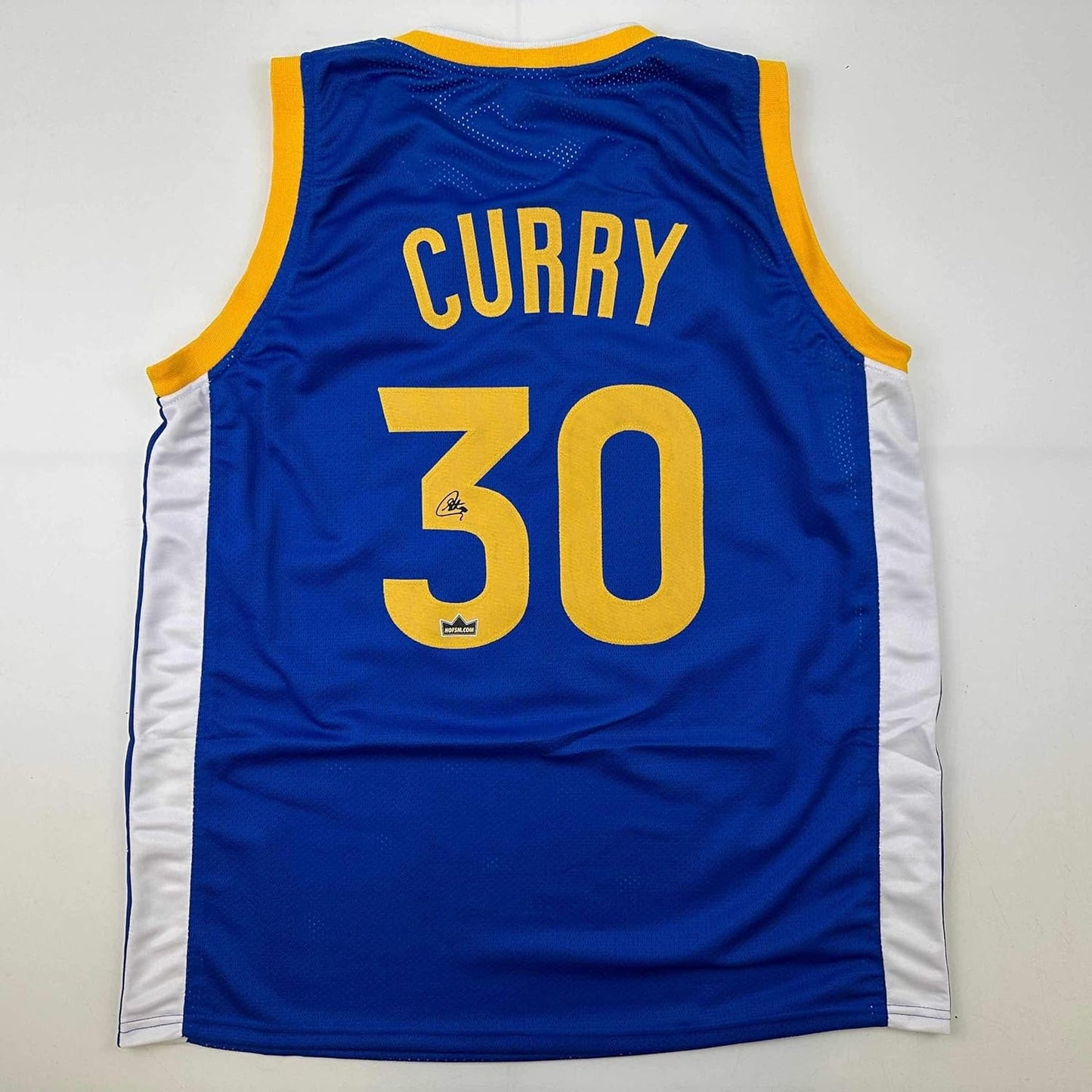 Facsimile Autographed Stephen Curry Blue Basketball Jersey XL