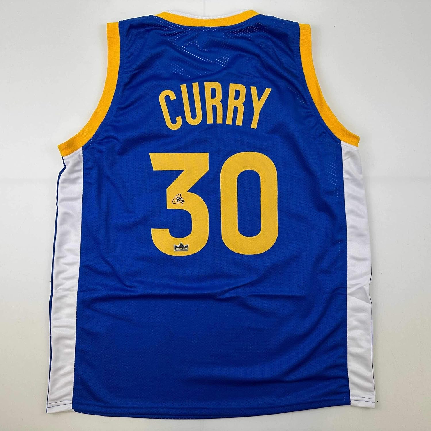 Facsimile Autographed Stephen Curry Blue Basketball Jersey XL