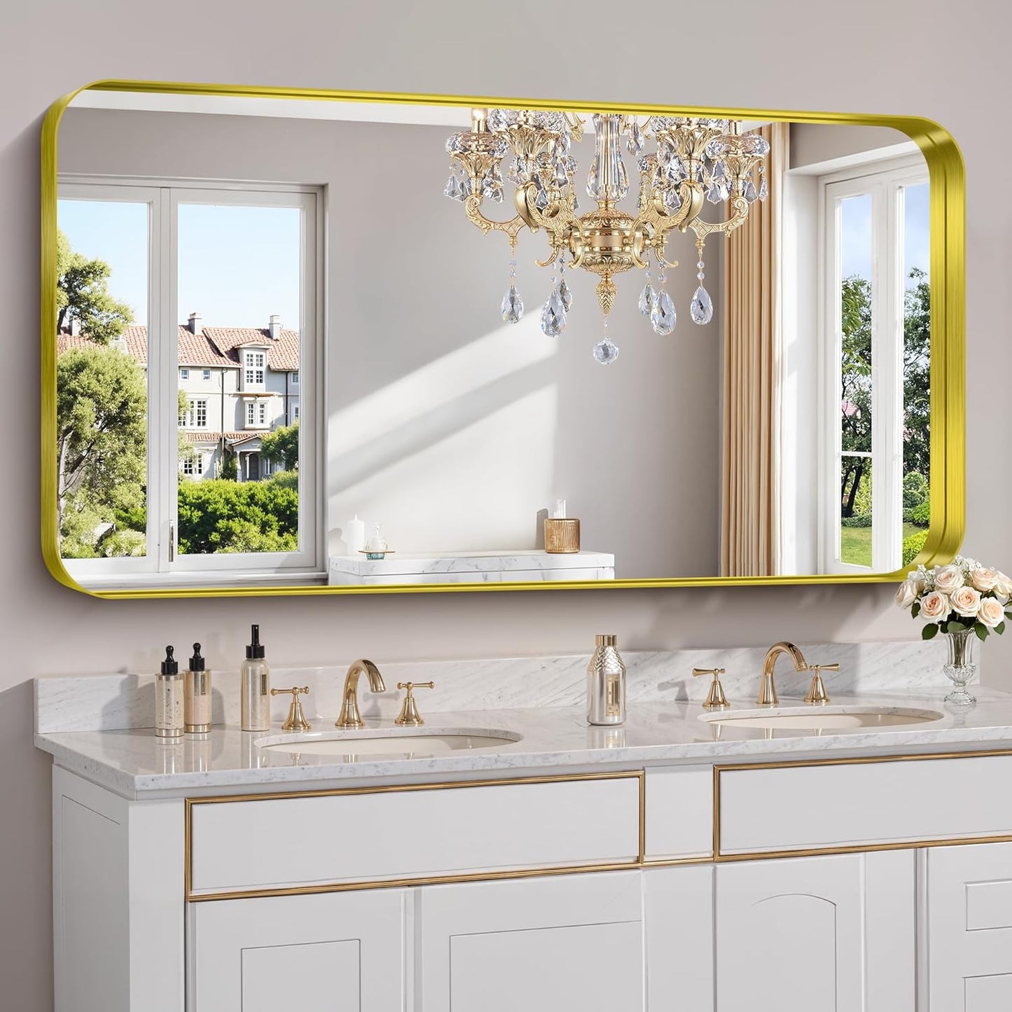 FORBATH 60x30 Inch Large Bathroom Mirror for Double Sinks
