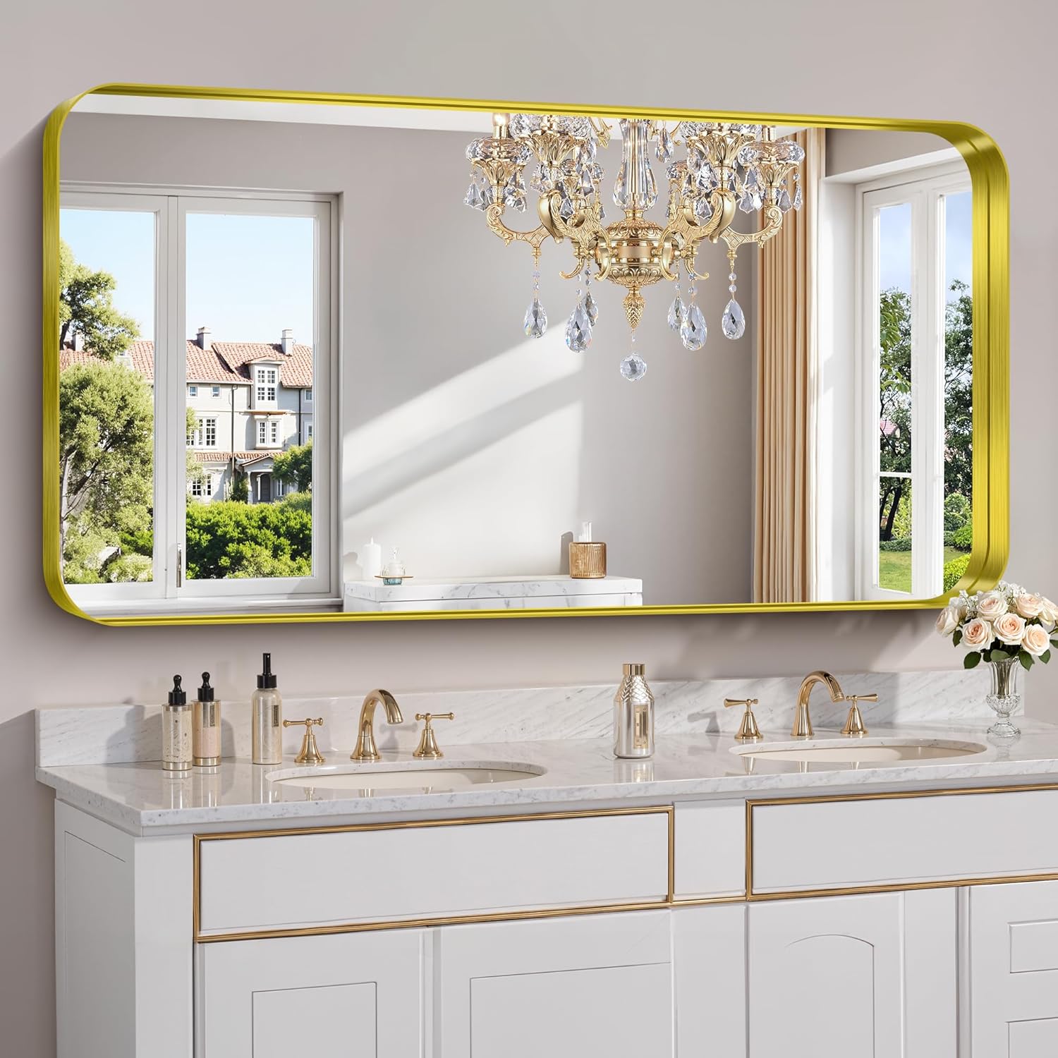 FORBATH 60x30 Inch Large Bathroom Mirror for Double Sinks