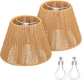 Rattan Lamp Shades Set of 2 - Small Wicker Shades for Table Lamps