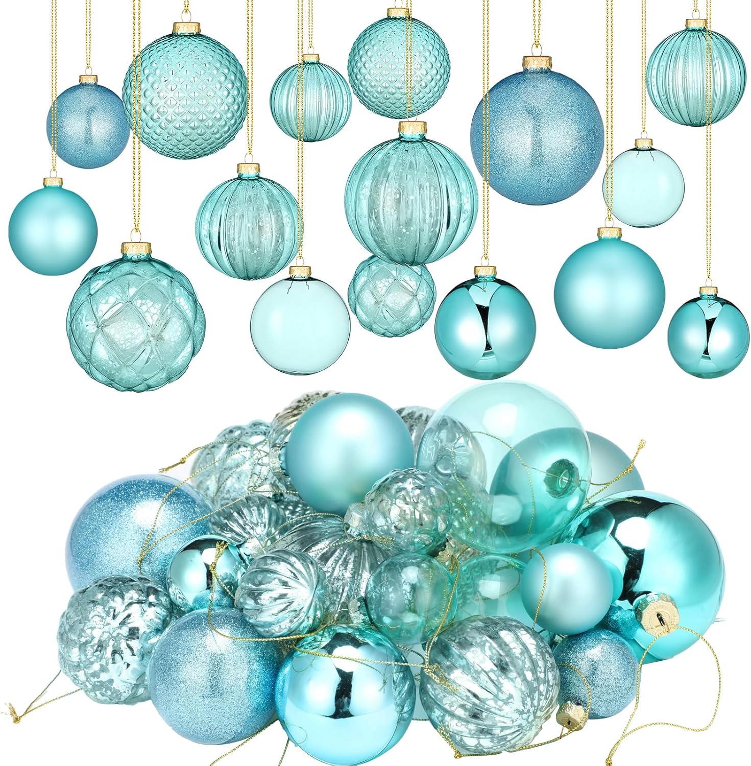 Teal Glass Christmas Ball Ornaments for Festive Home Decor