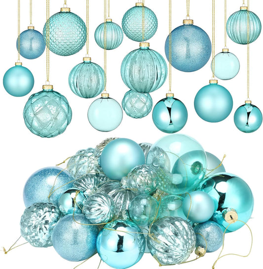 Teal Glass Christmas Ball Ornaments for Festive Home Decor