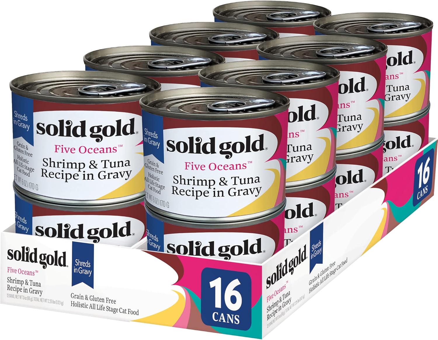 Solid Gold Wet Cat Food Shreds in Gravy with Real Tuna & Shrimp