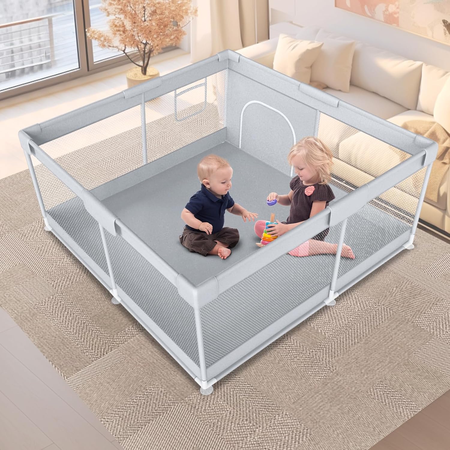 Versatile 50 Baby Playpen with Zipper Gate - Safe Indoor/Outdoor Play Area