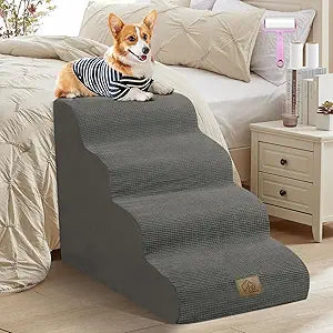 Dog Stairs for High Bed - 4 Steps Pet Ramp for Easy Access