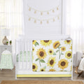 Sunflower Boho Floral Baby Girl Crib Bedding Set - 4 Piece