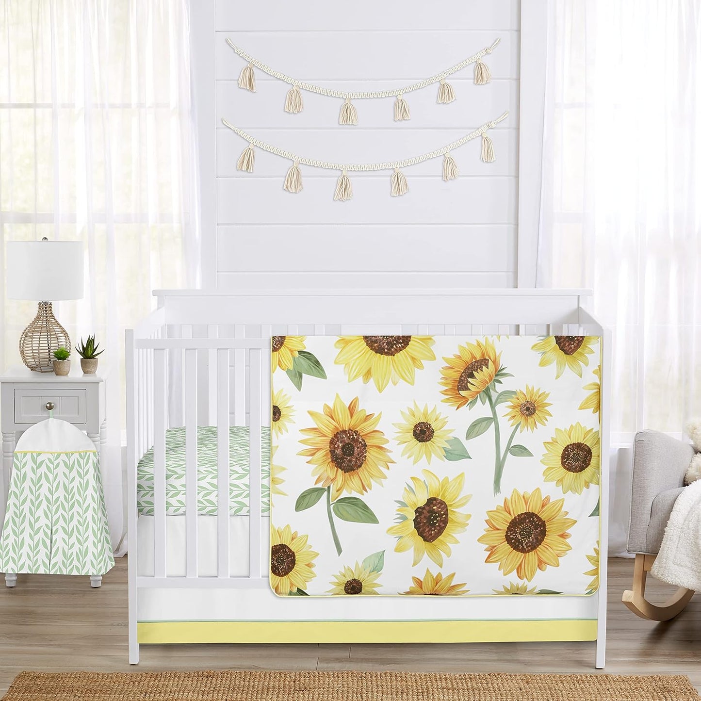 Sweet Jojo Designs Sunflower Boho Floral Baby Girl Nursery Set
