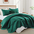 King Quilt Bedding Set Emerald - 3 Pc Reversible Microfiber Coverlet