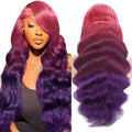 Purple Ombre 13x4 HD Lace Front Wig Human Hair Body Wave - 26 in