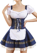 Oktoberfest Outfits Women Dirndl Dress Blue Bavarian Costume