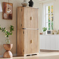 Fluted Pantry Cabinet 72 in Tall Modern Storage Cabinet - Sleek Oak