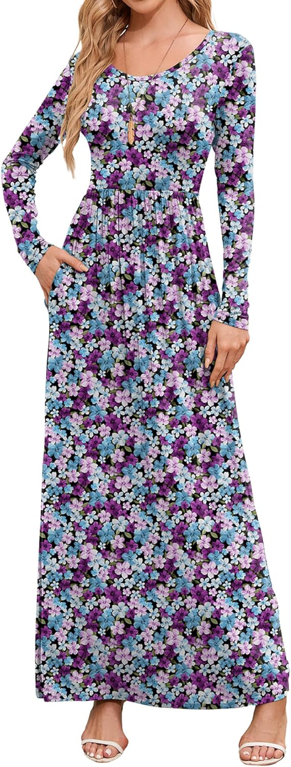 DEARCASE Women's Maxi Dress with Pockets for Casual Elegance