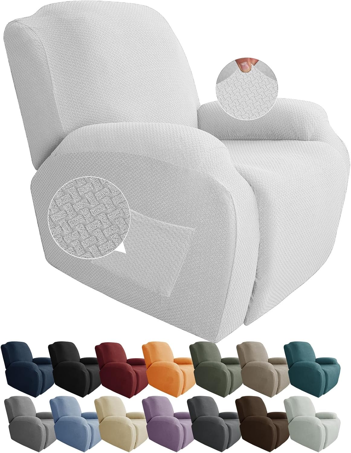 Recliner Chair Covers Stretch Jacquard 4-Piece Protector Set