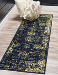 Unique Loom Sofia Collection Area Rug Runner - Navy Blue Yellow Casino
